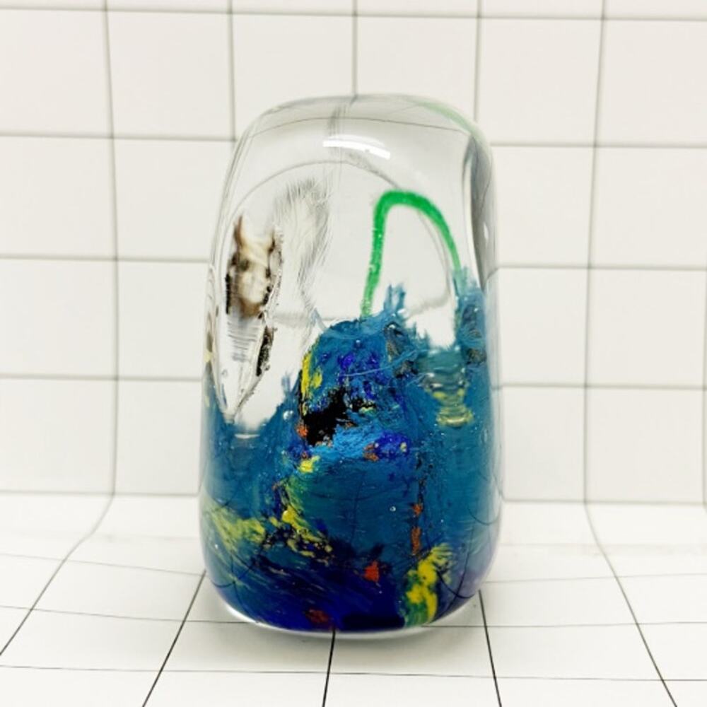 Murano Style Italian Art Glass Aquarium Paperweight Angel Fish 4” Vintage - Picture 5 of 8